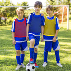 18 Packs Youth Team Pinnies, Kids Scrimmage Training Vest, Pennies, Jerseys Mesh Practice Vests for Basketball, Soccer, Football, Volleyball, 3 Colors