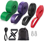 Resistance Band - 4-Pack - With Handle & Door Buckle - Storage Bag - Fitness Bands - Pull-Ups - Strength Training - Elastic Cords - Men & Women - Yoga Stretch - Assisted Pull Bands
