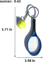 Keychain - Mini tennis racket - With ball - Keychain - Blue - Tennis fan - Keychain - Gift