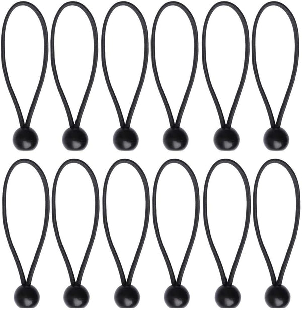 12 Black sailcloth bungee balls for banners - sailcloths - pavilions - tents - bungee hooks - stalls - flagpoles