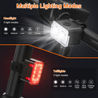 Bike light - IPX6 waterproof - Front and rear light - Rechargeable - Type-C charging port - 5+6 modes - Front and rear light combination - 300 lumens - Super bright - Night riding - Suitable for kids and adults - 106 g
