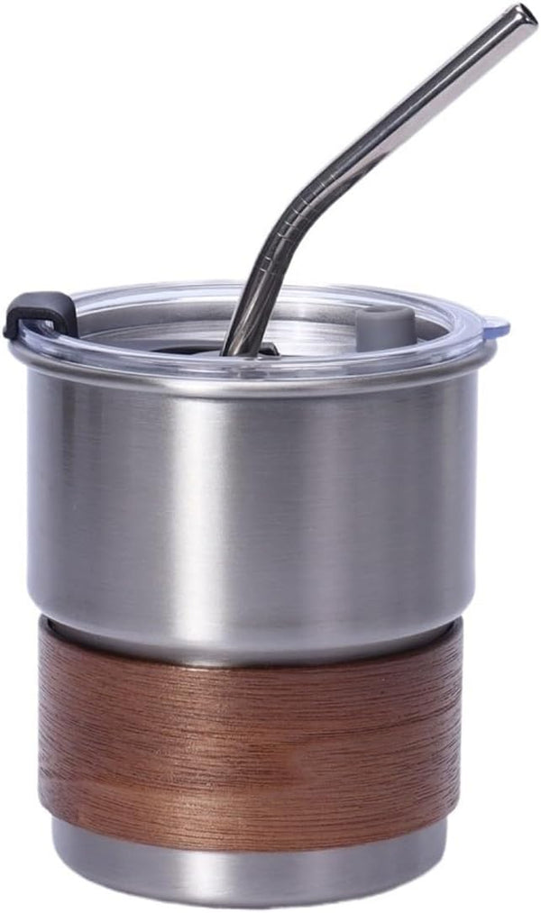 304 Stainless Steel Portable Coffee Pot - with Handle and Lid - Insulated - Suitable for Outdoor Camping - 300 ml - Stackable Design