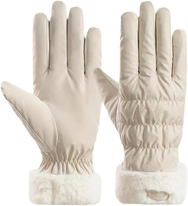 Warm winter gloves for women - windproof and snowproof gloves - thickened and fleece-lined gloves - gloves with wrist protection - suitable for skiing, cycling, running and working.