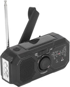 Noodradio - Solar-powered emergency radio, hand-operated - AM/FM/weather radio - With torch - SOS alarm function - Emergency charging function - Portable emergency radio (black) Suitable for camping, hiking and home emergencies