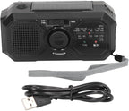 Noodradio - Solar-powered emergency radio, hand-operated - AM/FM/weather radio - With torch - SOS alarm function - Emergency charging function - Portable emergency radio (black) Suitable for camping, hiking and home emergencies