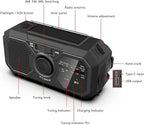 Noodradio - Solar-powered emergency radio, hand-operated - AM/FM/weather radio - With torch - SOS alarm function - Emergency charging function - Portable emergency radio (black) Suitable for camping, hiking and home emergencies