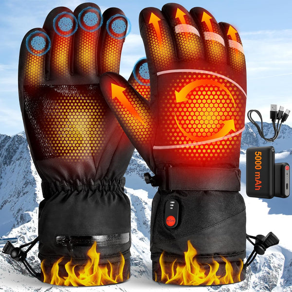 Gloves - Warm winter gloves - Rechargeable heated gloves - 3 heating settings, 360° heating - Touchscreen, waterproof/windproof - Winter ski/cycling/hiking gloves (unisex)