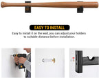 Display standard - Black - Baseball bat display standard - Baseball bat holder - Wall mounting - Horizontal baseball bat standard - Baseball bat holder - 2 pieces - Black