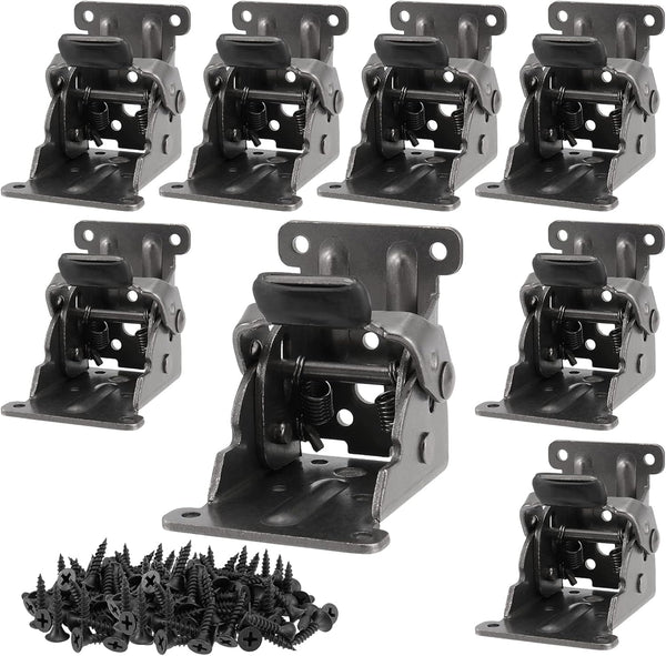 8 Pack Table Folding Hinge, 0-90 degree Foldable with 64 Screws - Black