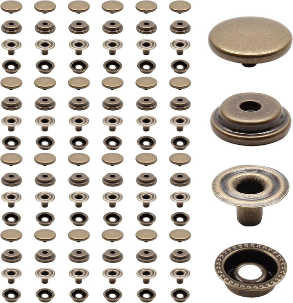 200pc 15mm Heavy Duty Snap Fasteners Kit (4 Components, 50pc Each)