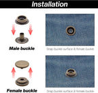 Biaungdo 200pc 15mm Heavy Duty Snap Fasteners Kit, Metal Leather Snap Button Press Stud Cap for Canvas, Marine, Boat, Bronzer (4 Components, 50pc Each)