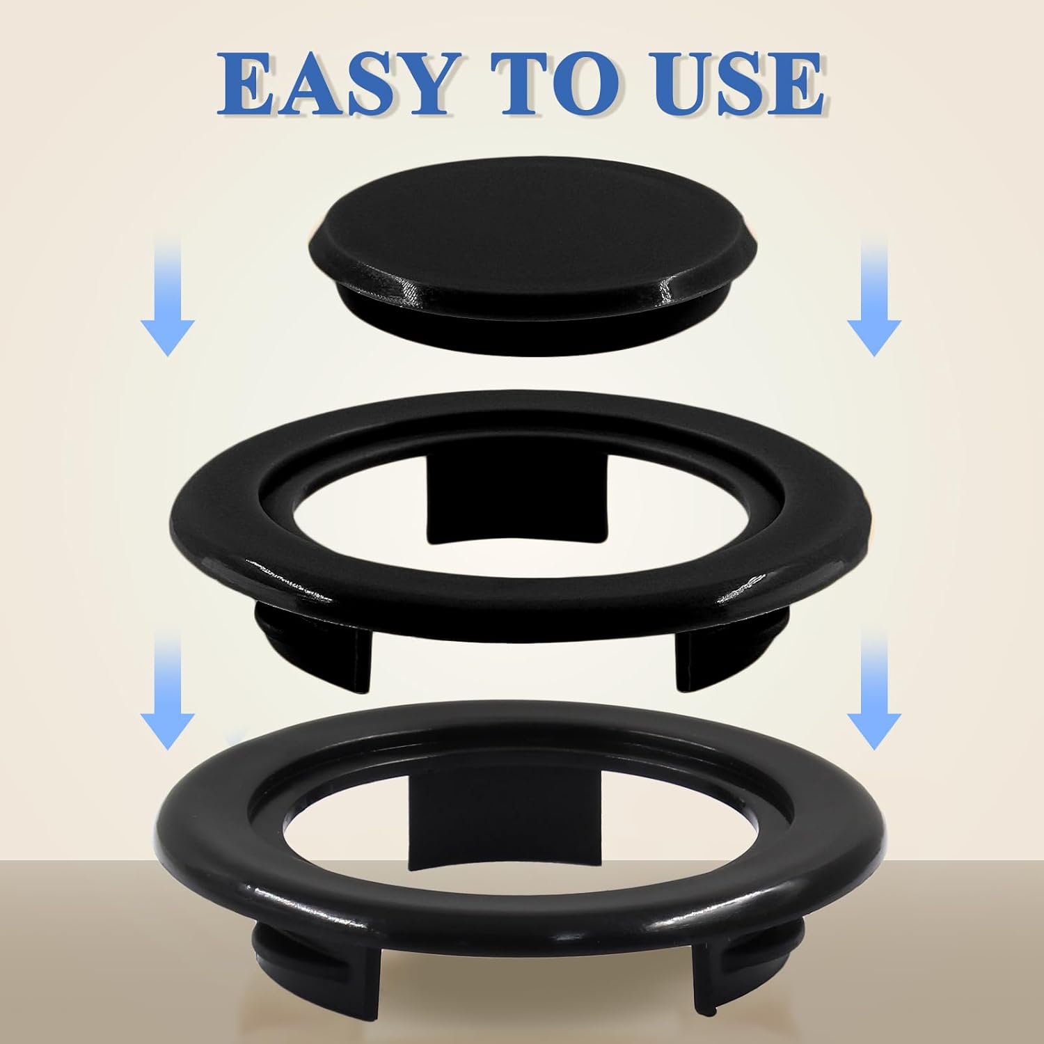 Biaungdo 2 Sets 3 Inch Outdoor Patio Table Umbrella Hole Ring and Cap Set, Standard Size Garden Beach Tablet Thicker Hole Ring Plug and Cap Set(Black, Compatible 32-48mm Umbrella Tube)