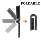2Pcs Travel Hair Brush, Mini olding Hair Brush Collapsable Boar Bristles Hair Comb Pocket Beard Brush Portable Hair Styling Tool or Women and Men