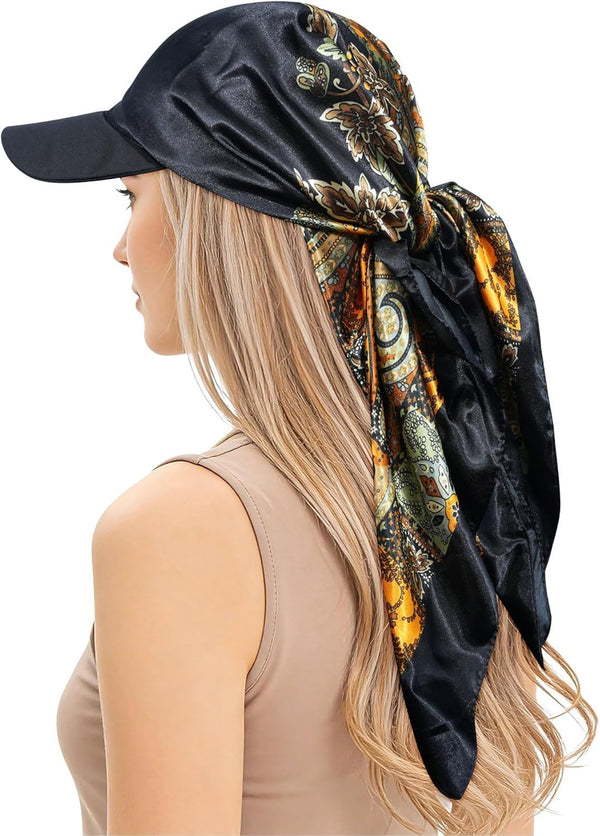 Women's Satin Head Scar with Sun Visor Brim Hat Scar with Visor Cap or Women One Piece Design