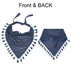 loral Tassels Hair Scar Headband - 2PCS Cotton Hair Bandana Scar With Tassels Tie Back Head Kerchie Headband or Women and Girls (Navy Blue+White)