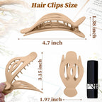 6Pcs Upgrade Large lat Hair Claw Clips or Women Girls, 5" Non-slip Duckbill Hair Clips or Long, Thick, Thin Hair, Comortable or Driving & Lying Down (Matte (Neutral))