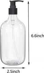 10 Ounce Clear Plastic Pump Bottle Dispenser, Refillable Empty Bottle Container with Pump for Essential Oil Soap Lotion Shampoo, 2 Pcs