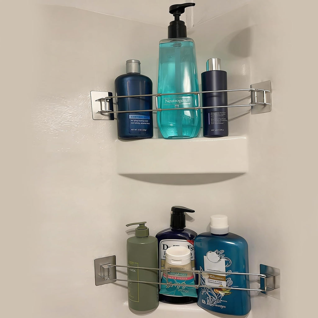 Safoner RV Shower Corner Storage Bar- Adjustable Stainless Steel Rod for Corner Shelves in Camper, Length 7.9-13.7 inches- RV Bathroom Organization Must Have Accessories (2 Pack