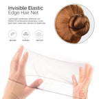 50PCS Hair Nets Invisible Elastic Edge Mesh Bun Hair Nets for Ballet Dance 20" Brown