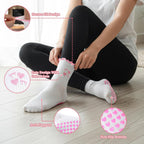 2 Pair Pilates Socks with Grips, Red Pink Non-Slip Pilates Yoga Grip Socks for Women, Cute Ruffle Design, Grippy Sticky Also Perfect for Barre & Fitness, Red & Pink