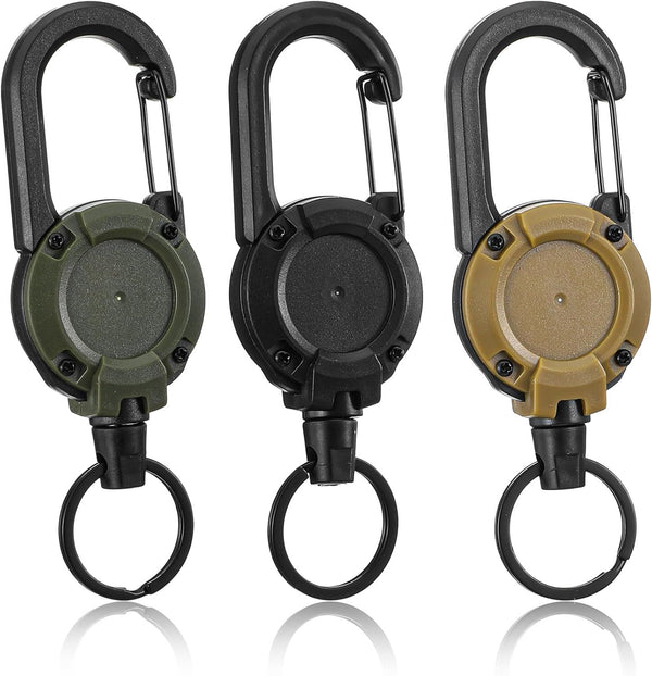 3 Pack Retractable Key Chain, Retractable Keychain Heavy Duty ID Badge Reel with Keys Ring, Keys Holder for Outdoor & Office Use
