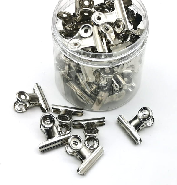 48PCS Bulldog Clips Silver 1.25 Inches,Mini Binder Clips,Metal Paper Clips with Transparent Storage Box,Hinge Clips for Crafts