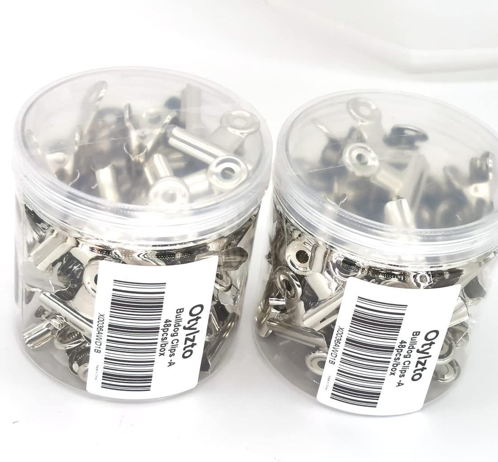 48PCS Bulldog Clips Silver 1.25 Inches,Mini Binder Clips,Metal Paper Clips with Transparent Storage Box,Hinge Clips for Crafts