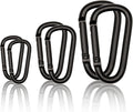 Black Carabiner Clip, Includes Mini 2 Inch Carbineers, Small 2.3" D Ring Clip, Large 3 Inch Carabiner Heavy Duty, Aluminum Caribiner Keychain Hook for Backpack Hiking Camping