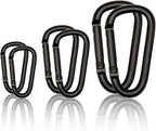 Black Carabiner Clip, Includes Mini 2 Inch Carbineers, Small 2.3" D Ring Clip, Large 3 Inch Carabiner Heavy Duty, Aluminum Caribiner Keychain Hook for Backpack Hiking Camping