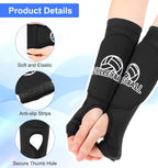 Arm Sleeves for Volleyball, 10.2" Girls Volleyball Arm Sleeves with Soft Foam Arms Pads & Thumb Hole for Kids Youth Girls (Black, 1 Pair)