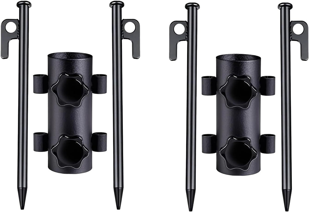 Portable Tent Holder Camping Tent Pole Holder Comes with 4 Ground Nails Tent Fixed Tube Pole Stand for Camping Fishing Hiking