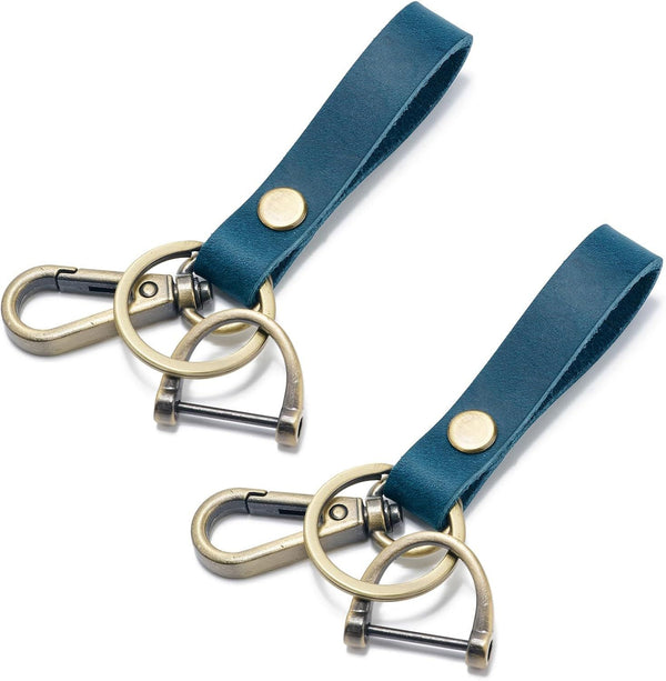 Leather Car Keychain Holder for Men and Women,Universal Keys Fob Key chains Accessories with Carabiner Clip