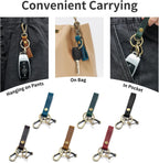 Leather Car Keychain Holder for Men and Women,Universal Keys Fob Key chains Accessories with Carabiner Clip