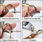 Leather Car Keychain Holder for Men and Women,Universal Keys Fob Key chains Accessories with Carabiner Clip