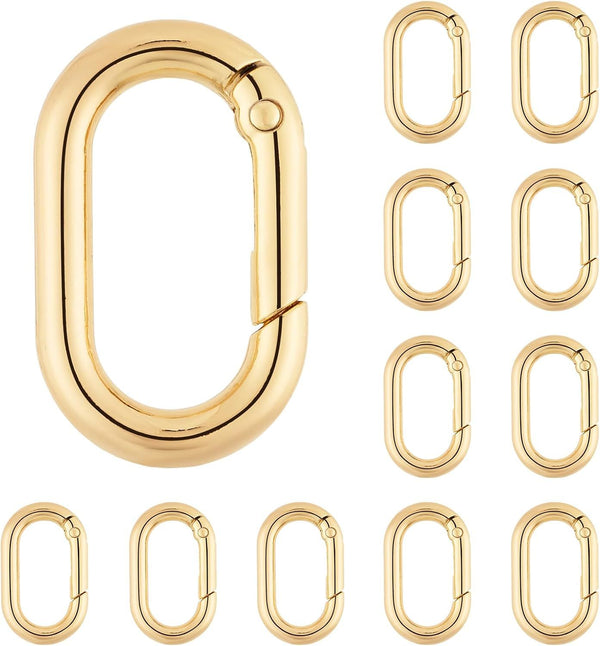 12Pack 1 Inch Small Carabiner Spring Hooks Metal Oval Clip for Purse Keychain Replacement,Climbing Hiking, Wallet,Car Key Rings