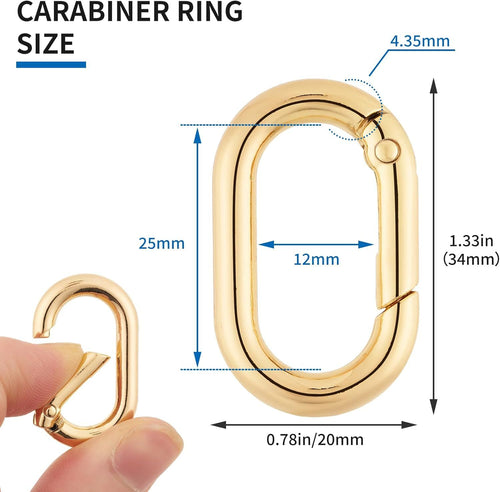 12Pcs 1-inch Metal Oval Carabiner Spring Hook Clips