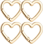4 Pcs Heart Shaped Keychain Clip, Zinc Alloy Cute Heart Carabiner, Small Craft KeyringSpring Snap Clasp Hook for Camping Hiking Fishing Traveling