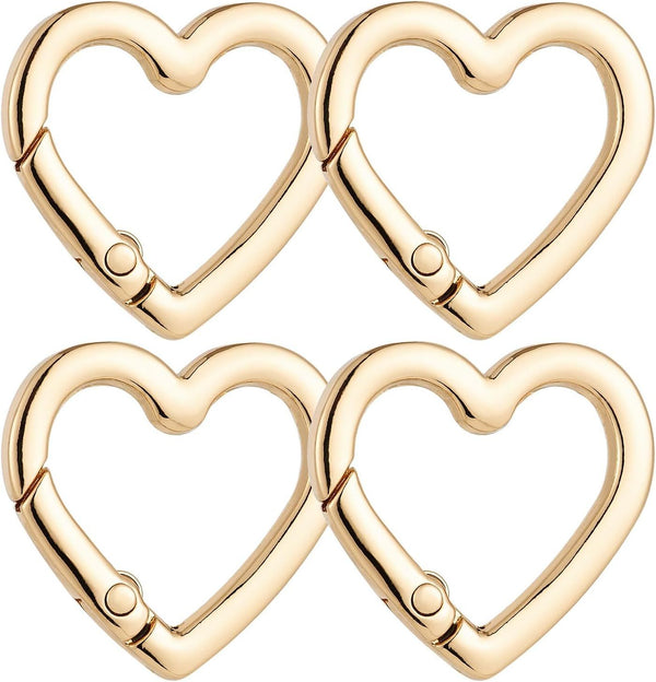 4 Pcs Heart Shaped Keychain Clip, Zinc Alloy Cute Heart Carabiner, Small Craft KeyringSpring Snap Clasp Hook for Camping Hiking Fishing Traveling