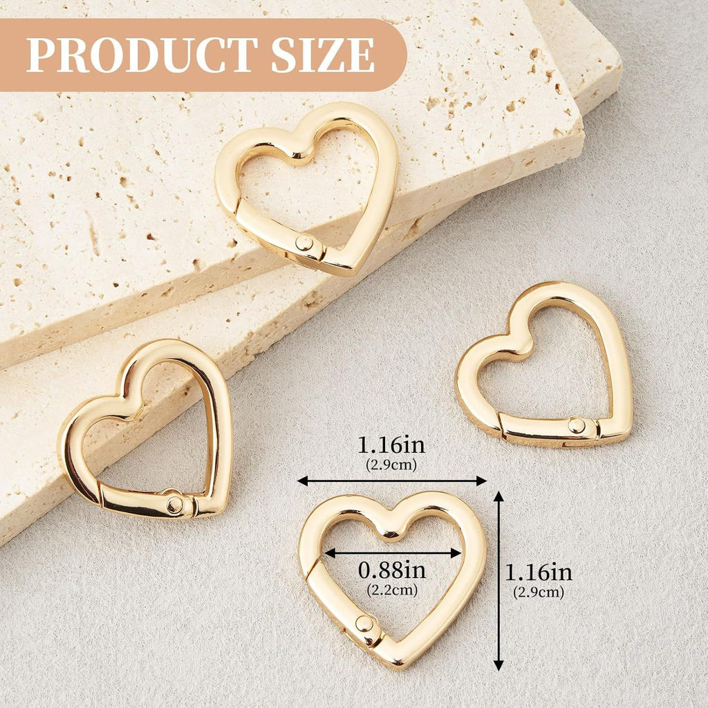 4 Pcs Heart Shaped Keychain Clip, Zinc Alloy Cute Heart Carabiner, Small Craft KeyringSpring Snap Clasp Hook for Camping Hiking Fishing Traveling