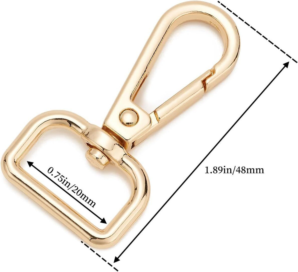 9 Pcs D Ring Swivel Lobster Claw Clasp Push Gate Snap Hooks Trigger Clips for DIY Crafts Keychain Purse Handbag Making,3/4 Inch Glod