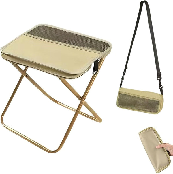 Collapsible Folding Camping Stool with Storage