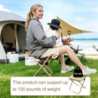 Collapsible Stool Folding Stool for Adults, Foldable Backpack Stool Portable Chair Heavy Duty Compact Travel Camping Stool with Storage Pocket, Portable Folding Seat for Fishing Hiking (Khaki, S)