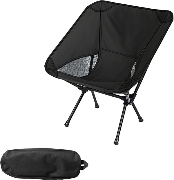 Portable Camping Chair Lightweight Foldable Outdoor Chair for Hiking Camp Backpacking Lawn Beach Fishing Picnic with Carry Bag (Black)