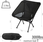 Portable Camping Chair Lightweight Foldable Outdoor Chair for Hiking Camp Backpacking Lawn Beach Fishing Picnic with Carry Bag (Black)