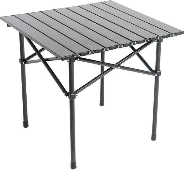 Portable Camping Table Folding Side Table Aluminum Lightweight Table with Carry Bag for Outdoor Cooking Hiking Picnics BBQ Travel (Black)