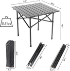 Portable Camping Table Folding Side Table Aluminum Lightweight Table with Carry Bag for Outdoor Cooking Hiking Picnics BBQ Travel (Black)