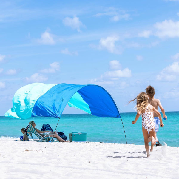 3.0 Version | Wind-Powered Beach Tent Shade Canopy | Sets Up in 3 Mins | 150 Sq. Ft. of Shade for up to 8 People | Includes Wind Assist | UPF 50+ Sun Protection