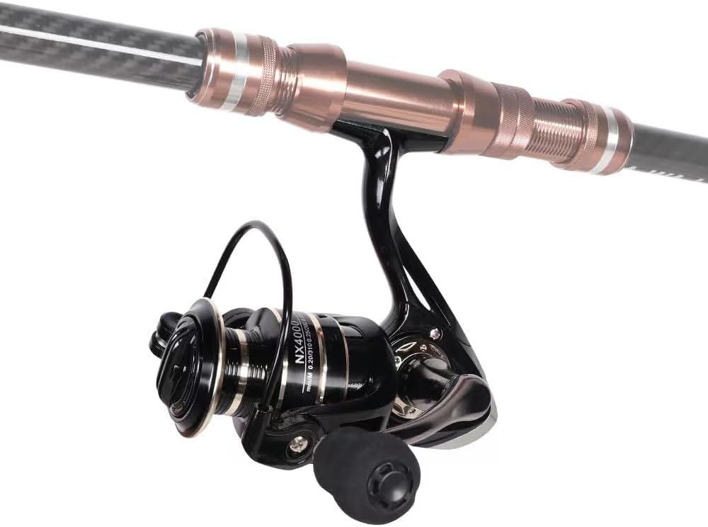 All Metal Spinning Fishing Reel - Ultra Smooth 5.2:1 Gear Ratio Saltwater Freshwater - Corrosion Resistant CNC Machined Fish Reel for Surfcasting Kayak - 2000 Size Black