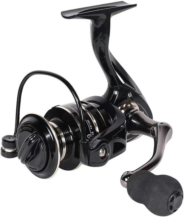 All Metal Spinning Fishing Reel - Ultra Smooth 5.2:1 Gear Ratio Saltwater Freshwater - Corrosion Resistant CNC Machined Fish Reel for Surfcasting Kayak - 4000 Size Black