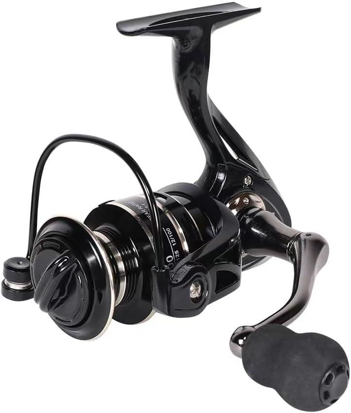 All Metal Spinning Fishing Reel - Ultra Smooth 5.2:1 Gear Ratio Saltwater Freshwater - Corrosion Resistant CNC Machined Fish Reel for Surfcasting Kayak - 5000 Size Black